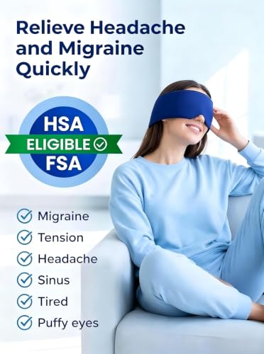 Image of Cooling Gel Eye Mask for Puffy Eyes, Migraine & Headache Relief, Full Eye-Area Cold Compress for Eyes & Temples, FSA Eligible HSA Reusable Eye Ice Pack for Swelling & Post-Surgery Recovery