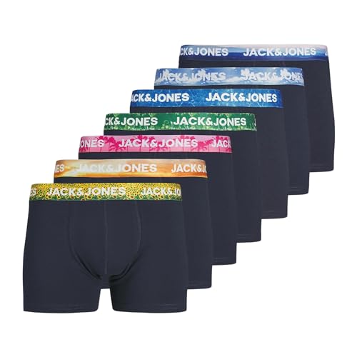 JACK & JONES Men's Jacluca Solid Trunks 7 Pack Boxer Shorts, Navy Blazer/Pack: Navy Blazer-Navy Blazer-Navy Blazer-Navy Blazer-Navy Blazer-Navy Blazer, S