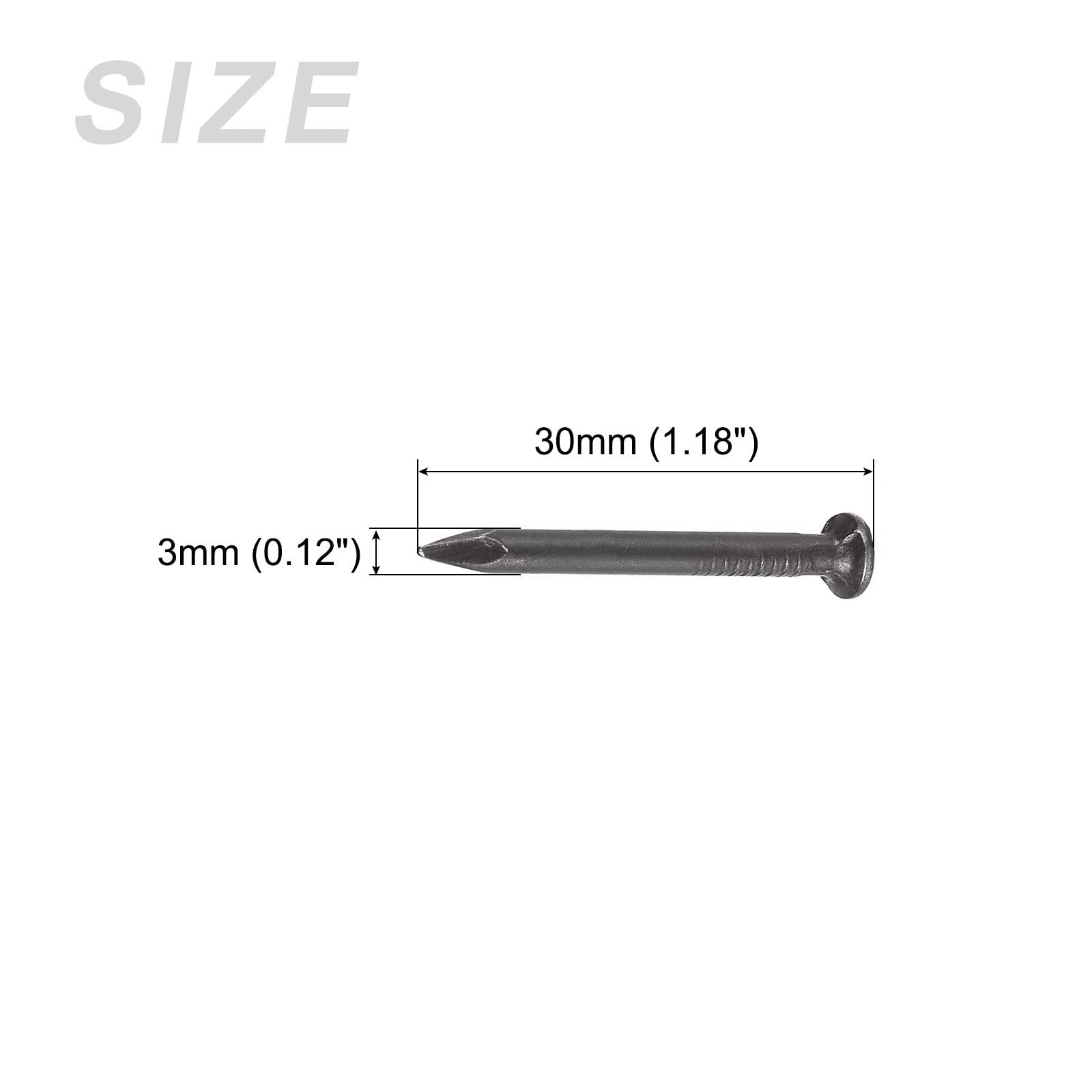 METALLIXITY Wall Cement Nails (3x30mm) 200pcs, Carbon Steel Hardware Nails - for House Maintenance DIY Woodworking Black - Image 2