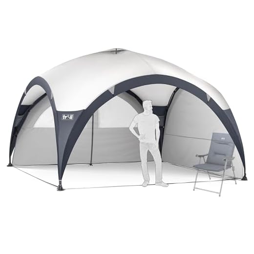 Trail Dome Gazebo with Sides, Portable Steel Pole Shelter, Outdoor Event Camping Garden, 4 Walls, 2 with Doors & Windows, UPF50+ Sun Protection, 4000mm Waterproof, Vent, Bag (4.5m x 4.5m x 2.25m)