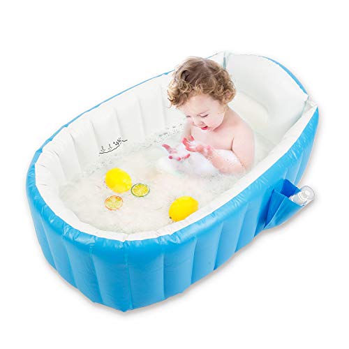 Baby Inflatable Bathtub, Goodking Portable Infant Toddler Bathing Tub Non Slip Travel Bathtub
