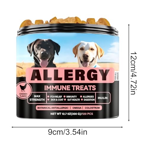 YNPQTDS Hund Allergie Kausnacks - Hund Nahrungsergänzungsmittel - Allergiemittel Bei Saisonbedingten Allergien, Immunstärkendes Ergänzungsfutter Für Aktivitäten Draußen & Drinnen