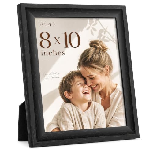 Image of 8x10 Black Picture Frame, Curved Wide Border, Wall & Tabletop