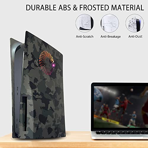 PS5 Faceplate with RGB Light Strip and Dust Filter for Cooling Vents DOBEWINGDELOU 400+ Effects LED Light Ring Console Cover for PlayStation 5 Disc Edition DIY Decoration Kit Accessories Camo Green