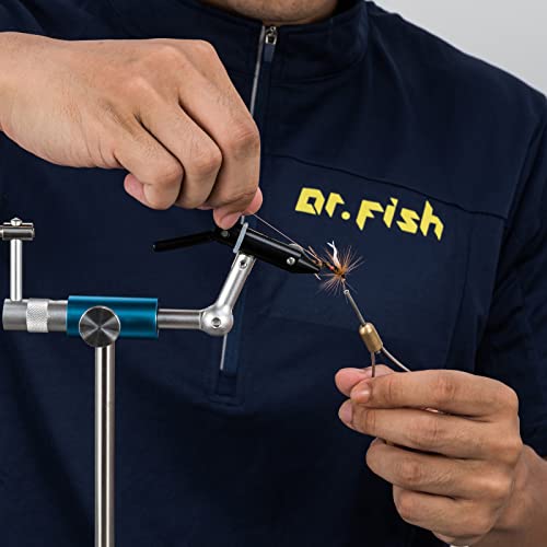 Dr.fish Rotary Fly Tying Vise Aluminum Alloy Fly Vise With Portable Bag, 360 Degree Rotation Ultra Light Fly Tying Tools Jig Tying Vise C-Clamp Mount Flexible Fly Fishing Vise Kit #TOP4