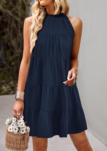 Image of KIRUNDO Summer Sundresses for Women Halter Dress Babydoll