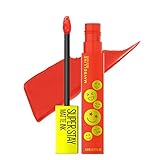 Maybelline Super Stay Matte Ink Liquid Lip Color, Moodmakers Lipstick Collection, Long Lasting, Transfer Proof Lip Makeup, Pleasure Seeker, Red, 1 Count