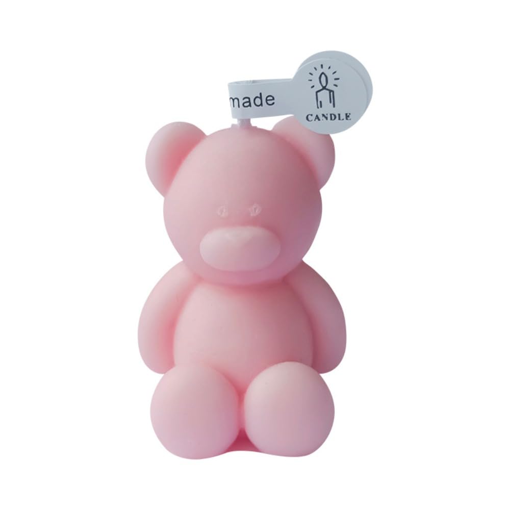 Magecubiku Pink Bear Shaped Aromatherapy Candle Set, Mini Scented Candles, Birthday And Mother's Day Gift (Pink)