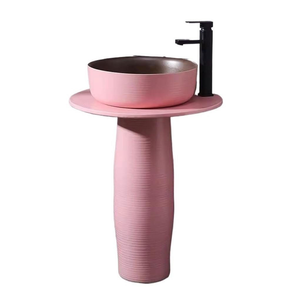 AYCDL Pedestal Sink Light Luxury Pedestal Basin Outdoor Column Ceramic Floor-Standing Wash Basin Integrated Basin Garden Pool Balcony Basin Bathroom Pedesta