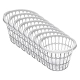8 Pack 1-Bushel Round Laundry Basket, Large Plastic Laundry Hamper with Handles for Clothes, White