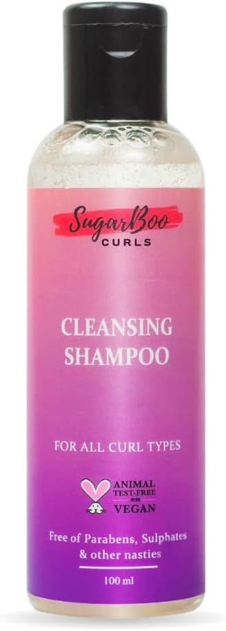 SugarBooCurls Cleansing Shampoo (100ml) for Dry, Frizzy, Wavy, Curly Hair. Vegan & CG Friendly. No Parabens, Sulphates & Other Nasties