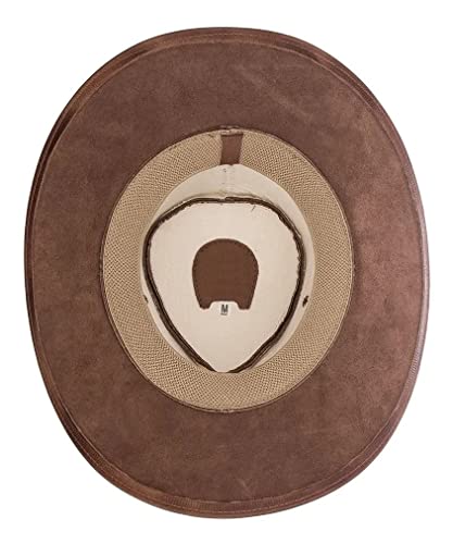 Combo 2 Chapéus Country Americano Masculino Em Couro Legitimo (Cacau/Whisky, G)