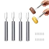 4 Stück Pellkartoffelgabel Set,Kartoffelgabel aus Edelstahl,Pellkartoffelhalter mit Schutzhülle,Kartoffelpiekser,Kartoffelspießer,für Gemüse,Maiskolben,Rouladenspieße,Meeresfrüchte und Grillgut
