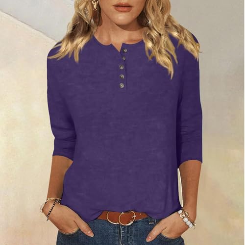 Camisetas femininas de manga 3/4 longa, caimento solto, gola redonda, férias, Halloween, outono, ver