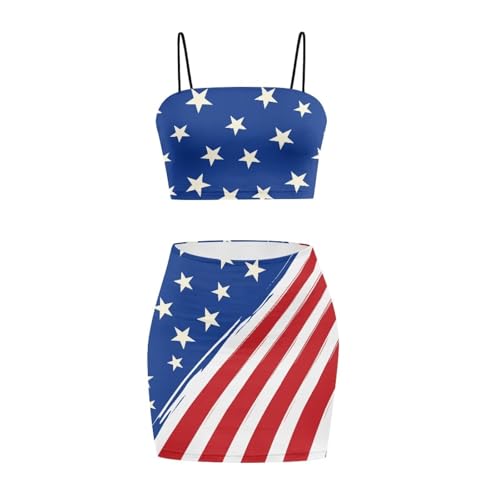 Image of 2025 Sexy Spaghetti Strap Crop Tops and Bodycon Skirt Casual 2 Piece Set S-4XL