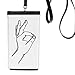 OK Gesture Line Drawing Pattern Phone Wallet Purse Hanging Mobile Pouch Black Pocket