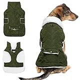 ORZECHKO Dog Winter Coat - Windproof Fleece Warm Thick Dog Jacket Clothes for Cold Weather - Green Pet Vest Coat Outfits for Small Medium Large Dogs - Indoor & Outdoor Use (S-XXL)
