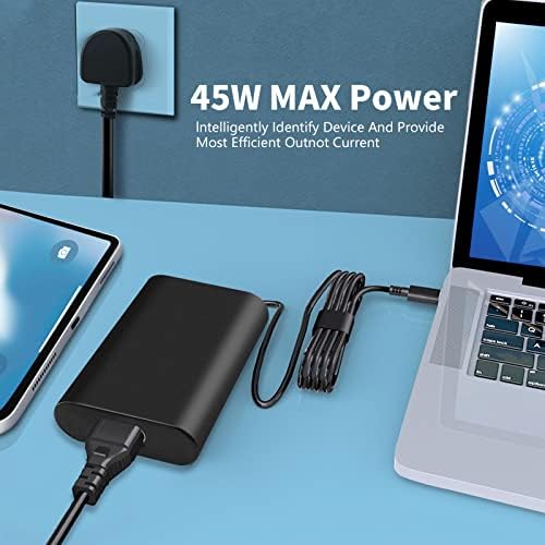 45W USB-C Laptop Charger for Dell XPS 13 9360 9365 9370 9300 9333 9380 7390 9310 2-in-1 Inspiron 14 7437 Latitude 7390 2in1 7200 7210 7275 7370 5175 5285 5290-2in1 LA45NM150 04RYWW 0HDCY5 Power Supply