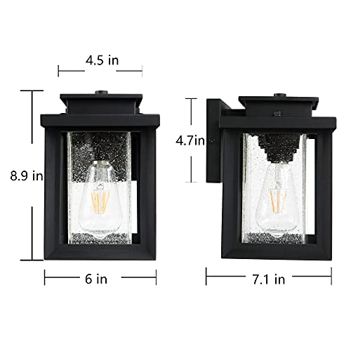 Image of MONKFISH Modern Outdoor Wall Sconce Light - Waterproof Black Fixture with Bubble Glass Shade, Weather Resistant E26 Wall Light for Porch, Garden, Garage & Entryway, 1-Pack