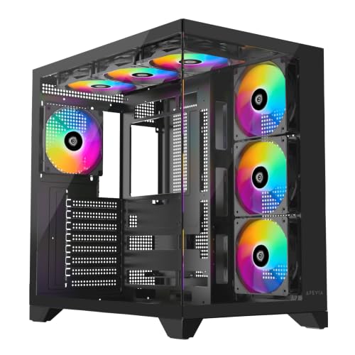 Apevia Prism-Elite-BK Dual Chamber Mid Tower ATX Case with 7X ARGB PWM Fans Case