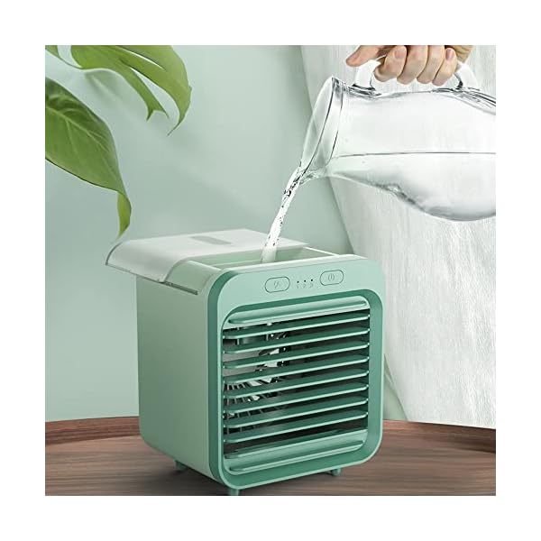 Climatiseur Portable Refroidisseur,InnovTec Mini Refroidisseur d'air Climatiseur Mobile Silencieux Ventilateur Humidificateur Purificateur Chargement USB Maison Bureau