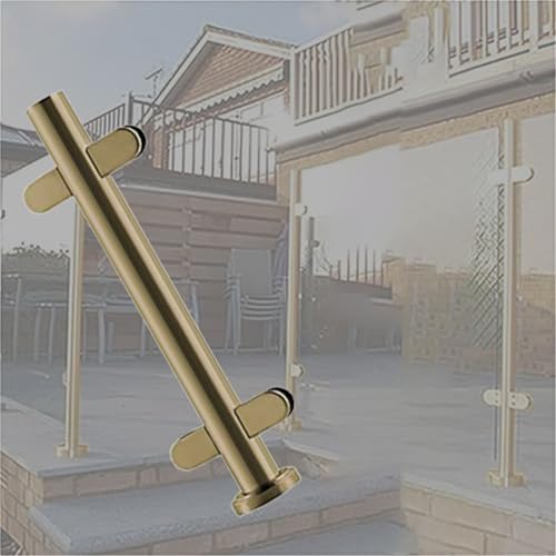 Gold Silver Black Deck Stairway Glass Fence Pole, Stainless Steel Glass Balustrade Railing Post, Outdoor Round Vitreous Railing System Post 24 28 32 36 40 48 in Height(A-MID,Height 40in/100cm)