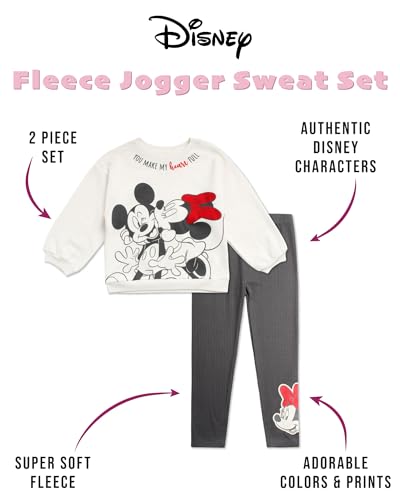 Image of Disney Girls' Minnie Mouse Fleece Jogger Pants Set - Minnie Mouse Fleece Sweatshirt and Sweatpants (2T-6X)