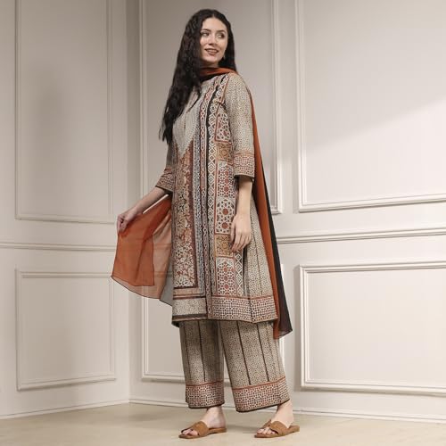Image of BIBA Women's Cotton Kurta, Bottom, Dupatta