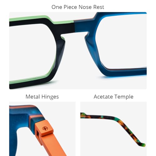 Image of HEPIDEM Matte Multicolor Acetate Glasses Frame Men Vintage Square Eyeglasses Optical Spectacles 9289