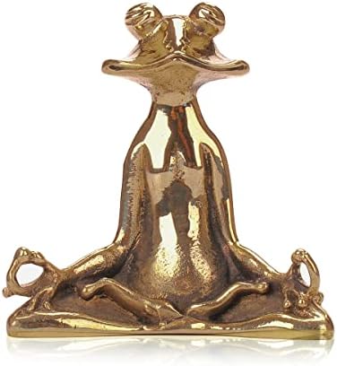ZUANZONGD Gold Stuff Buddha Statue Zen Meditation Adorable Frog Altar Decor,Small Asian Feng Shui Gifts For Women Living Spiritual Room Metal Figurines,Japanese Animal Yoga Indian Chinese Copper (Sit)