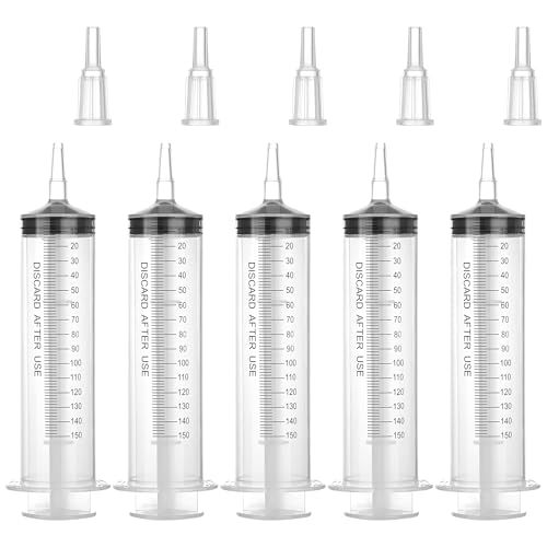 150ml Large Syringe for Thick Liquids, Plastic Syringe Without Needle for Scientific Labs, Industrial Fluid Transfer & Lubricant Dispensing, Individually Wrapped