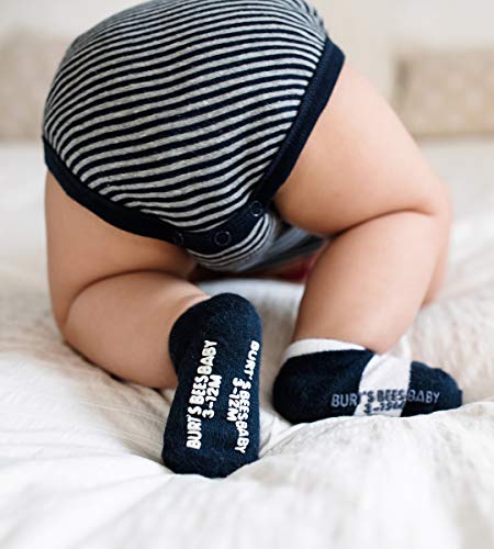 Burt's Bees Baby Baby Boys Socks, 6-Pack Ankle With Non-Slip Grips, Made With Organic Cotton Casual Sock, Navy Blue Multi, 12-24 Months Us #TOP2