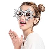 Novelty Glittered Christmas Decoration Fanci-Frames Party Accessory Grey Snowflake Eyeglasses