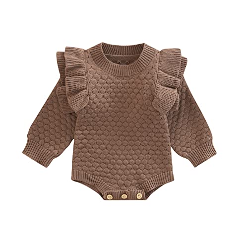 Image of Douhoow Baby Sweater Romper Knit Baby Sweater Infant Girl Boy Sweatshirt Romper Fall Winter Outfits