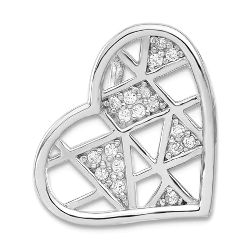 Pendentif cœur argent poli et zircone pour soirée et bureau