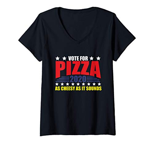 Mujer 2020 Election - Vote Pizza Election Sign Camiseta Cuello V