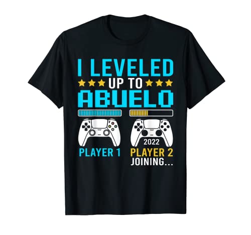 Hombre Sube De Nivel A Abuelo Nuevo Español Abuelo Videojuegos Gamer Camiseta
