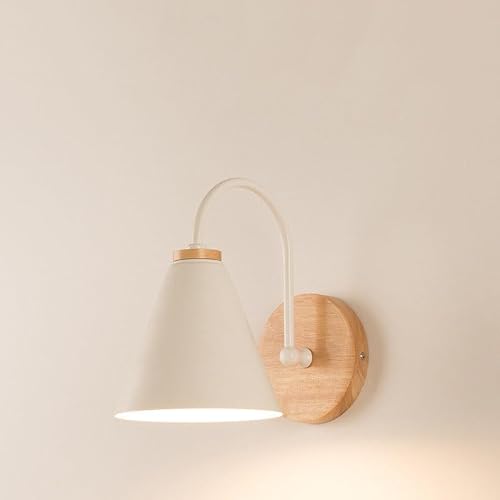 HUAYUSEDF Modern Nordic White Wood Wall Sconce for Bedroom Restaurant Reading Room Porch Aisle Wooden Light Fixture with Contemporary Design