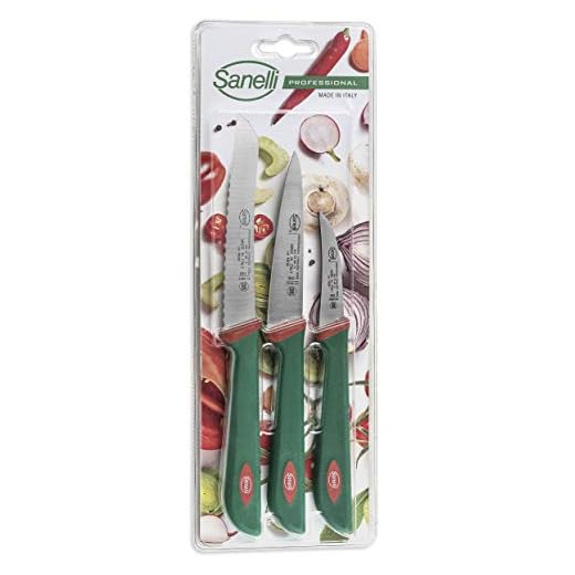 Sanelli Set 3 Coltelli Frutta e verdura: Spelucchino multiuso cm.10-Pomodoro cm.12-Verdura cm.6