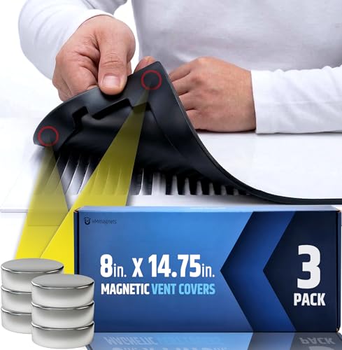 Powerful Magnetic Vent Covers (3-Pack) that Will Never Fall Off (Upgraded Design) - for Sealing Floor/Wall/Ceiling Registers of Width 7.25" to 8", Length 13.25" to 14" | Vent Not Included | White