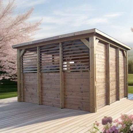 Abri De Piscine 12.32m² Bois Traité - THB3535.CCVB