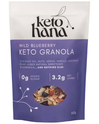 Image of Keto Hana Wild Blueberry Keto Granola Keto Diet Vegan Grain Free Dairy Free Plant Based No Refined Sugars Gluten Free 2.3g Net Carbs Breakfast Cereal - 300gr/0.6lbs