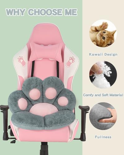 Image of Cat Paw Cushion Lazy Sofa Seat Cushion Cute seat Cushion for Office Chair Game Chair or Sofa Flower Floor Pillow Home Decoration (Grey, 23.5 X 27.5 inches)