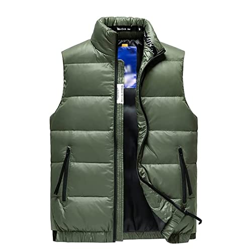 Chaleco Abrigador Chaleco de plumón para hombre, chaleco acolchado informal a prueba de viento, chaqueta sin mangas, prendas de vestir Cazadora Acolchada(Grün,3XL)