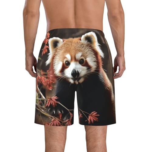 Men's Swim Trunks Quick Dry Board Shorts Mens Bathing Suit Swimsuits Red Pandas Beach Shorts with Pockets4