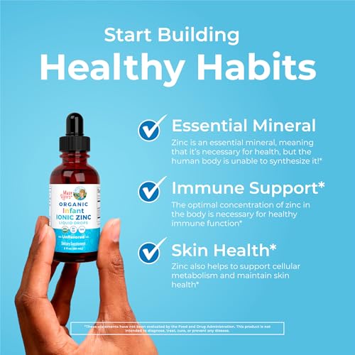 MaryRuth Organics Organic Infant Ionic Zinc Liquid Drops | Zinc Sulfate for Immune Support | Organic Glycerin | Antioxidant | Vegan | Formulated for Babies Ages 6-12 Months | 1 Month Supply | 2 Fl Oz
