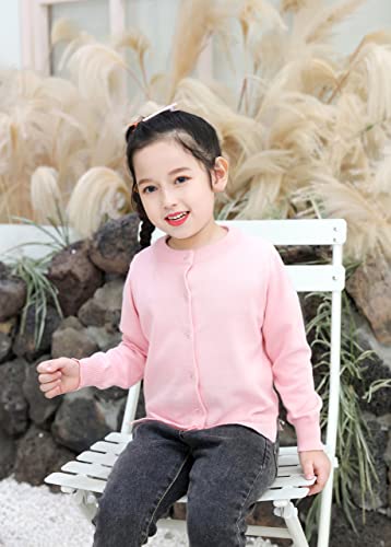 Image of UMELOK Girls Cardigan Sweater Cotton Button Solid Long Sleeve