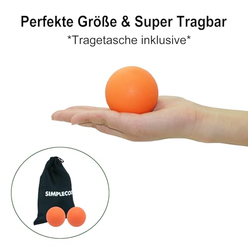 Massageball Faszienball Hart in Lacrosse Ball Größe für Rücken Beine Füße Hände. Triggerpunktball für Tiefengewebsmassage Myofasziale Muskel Entspannung Plantarfasziitis Yoga Pilates 2 Stück (Orange)