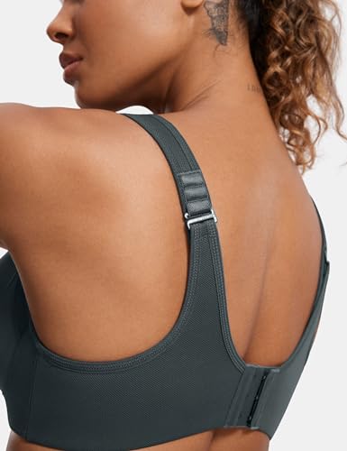 Image of SYROKAN Women's High Impact Underwire Sports Bra High Support Large Bust Padded Adjustable Straps Running Bra