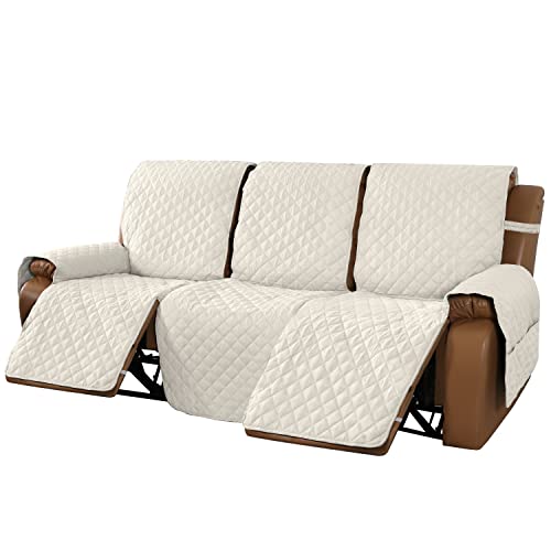 Meillemaison Recliner Sofa Slipcover Couch Covers For 3 Cushion Couch, Non Slip Reclining Sofa Cover With Elastic Straps, Furniture Protector For Kids, Pets (3 Seater, Ivory/Beige) (Mmclkr03C10) #TOP8